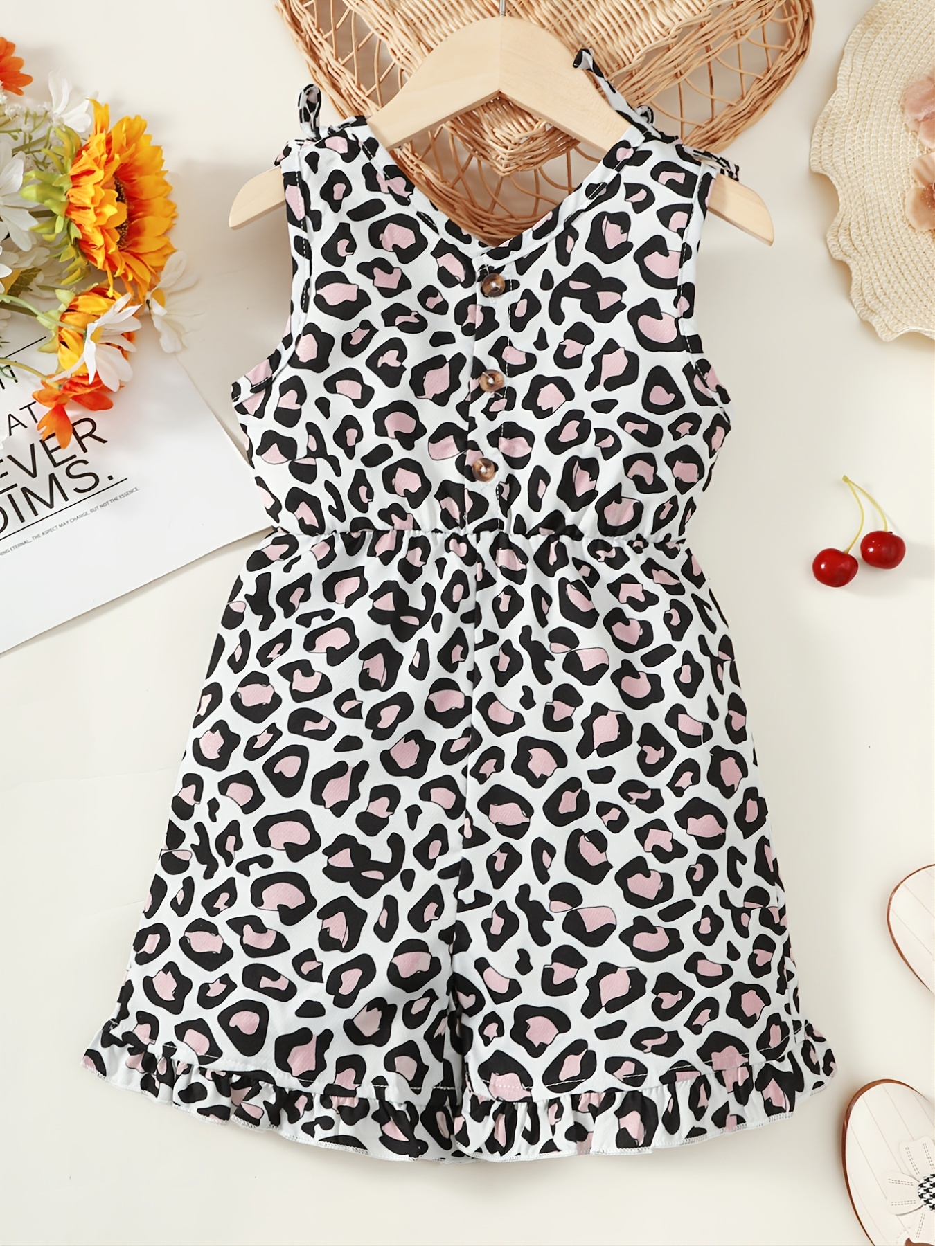 Baby Girls Cute Leopard Print Sleeveless Romper Summer - Temu Australia