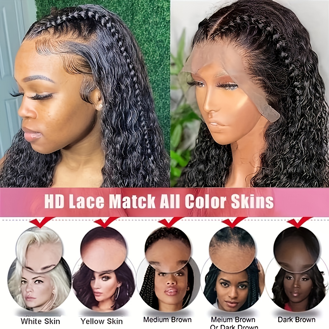 Deep Wave Lace Front Wigs Human Hair 13x4 Hd Transparent - Temu