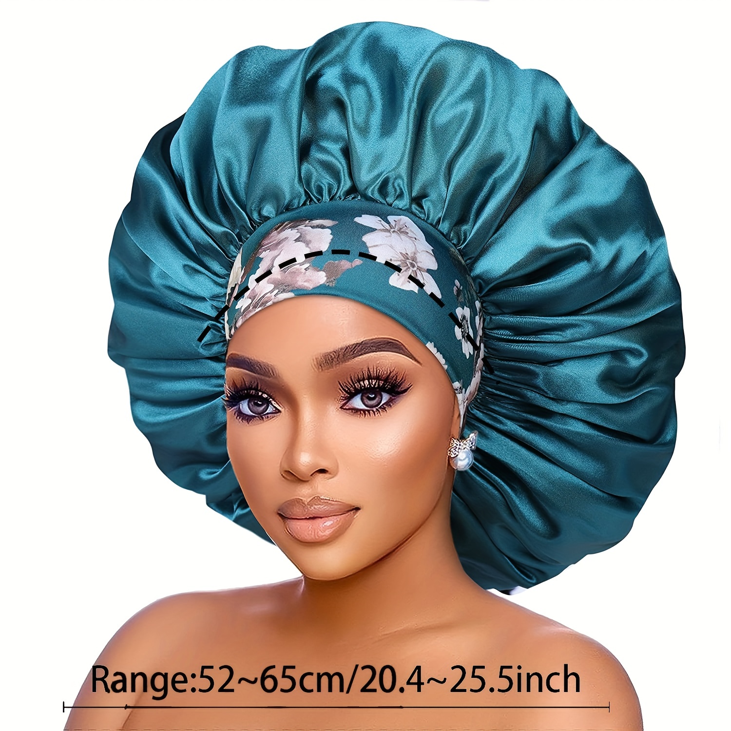Satin Bonnet Curly Hair Sleeping Cap Floral Wide Band