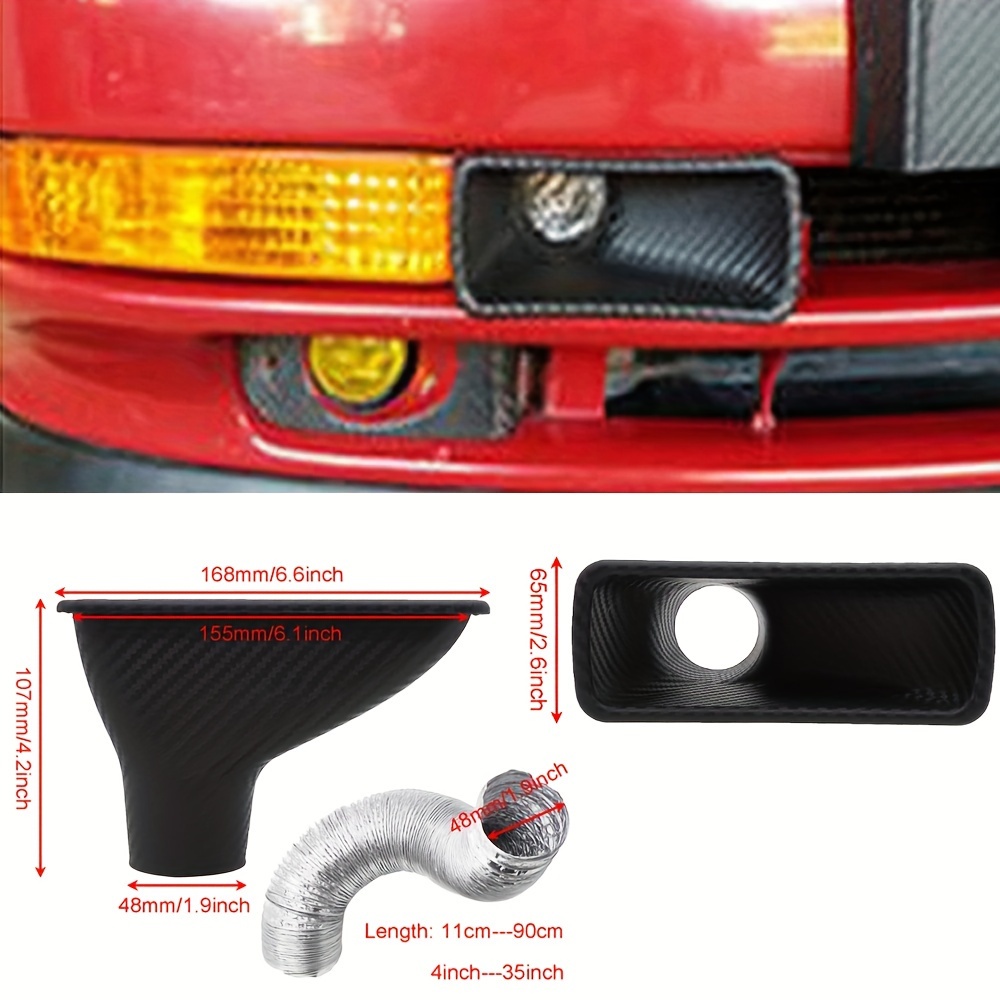 Universal Car Front Bumper admission * Air Intake Pipe Kit ABS Turbine  Inlet Kit Pipe Air Funnel Carbon Fiber Look