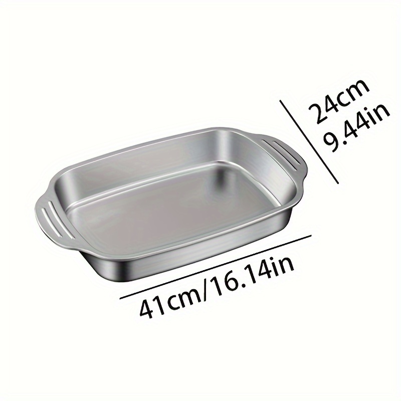 Stainless Steel Grilled Fish Tray Stainless steel flat-bottomed thickened  grilled fish plate commercial rectangular baked plate
