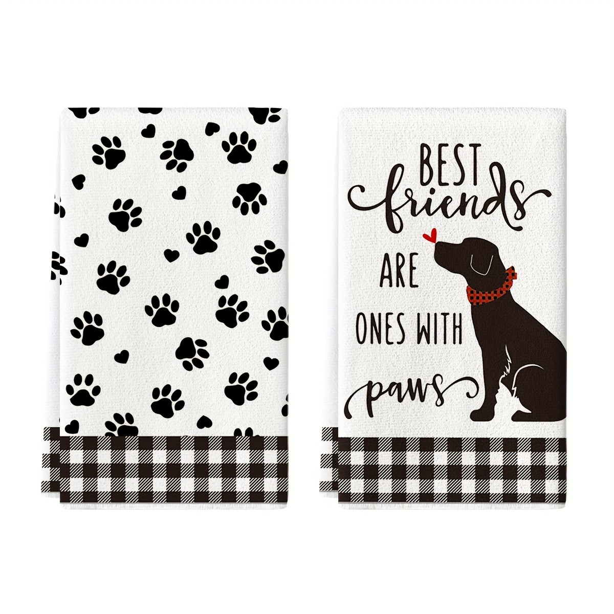 

2pcs Dish Towels, Best Friends Are Ones With Paws Dish Towels, 18x26 Inch Seasonal Decoration Hand Towels, Hand Towel For Kitchen, Bathroom, Party, Home Decorations
