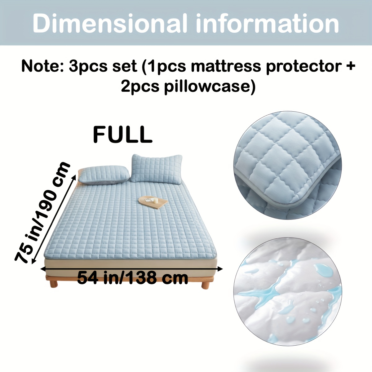 Solid Color Embossed Waterproof Thin Mattress Cover Set ( Mattress +  Pillowcase, Without Core), Anti-fouling, Skin-friendly Breathable Blue Mattress  Bed Pad Bed Cushion Mattress Protective Cover Kit - Temu