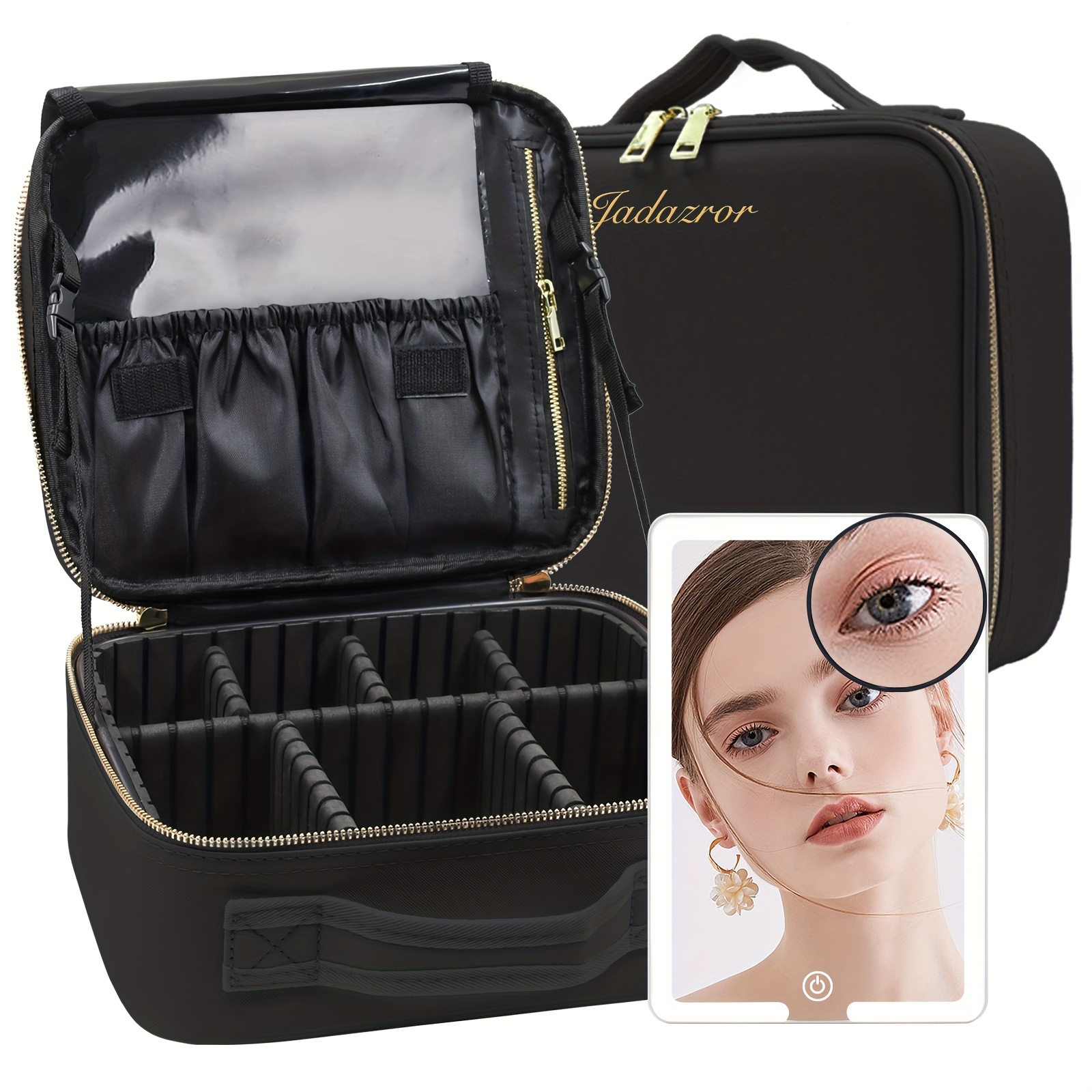 Cosmetic Bag  Cosmetic Make-Up Bag with Small Mirror Adjustable