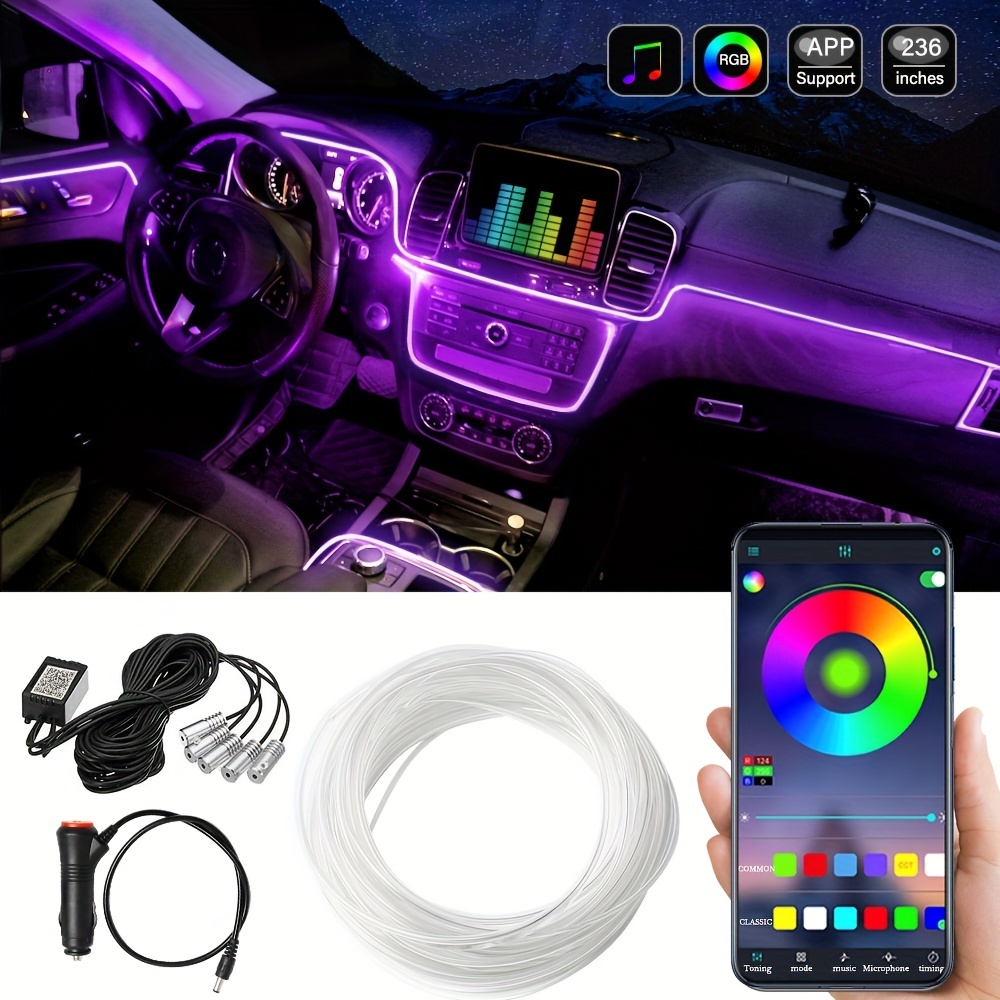 New Symphony LED Car Ambient Mood Lights 256 Color RGB APP Sound Control  Auto Interior Decoration Acrylic Atmosphere Lamp Strip