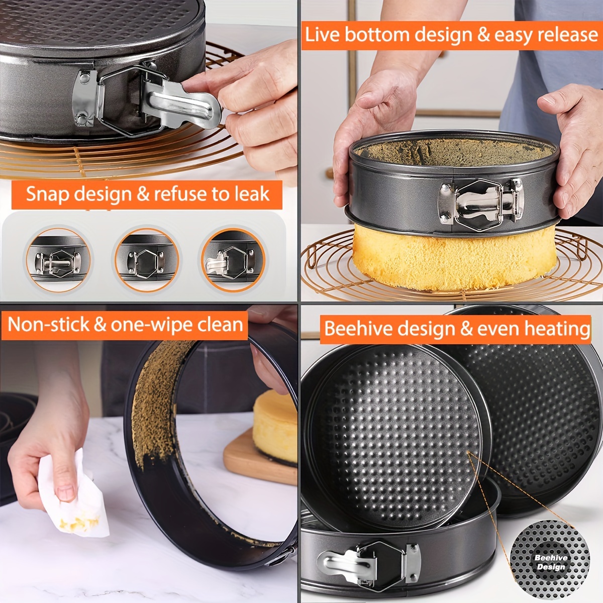 Springform Pan, 7/8/9 inch Non Stick Cheesecake Pan/Round Cake Pan/Springform Cake Tin with Removable Bottom and Quick-Release Latch