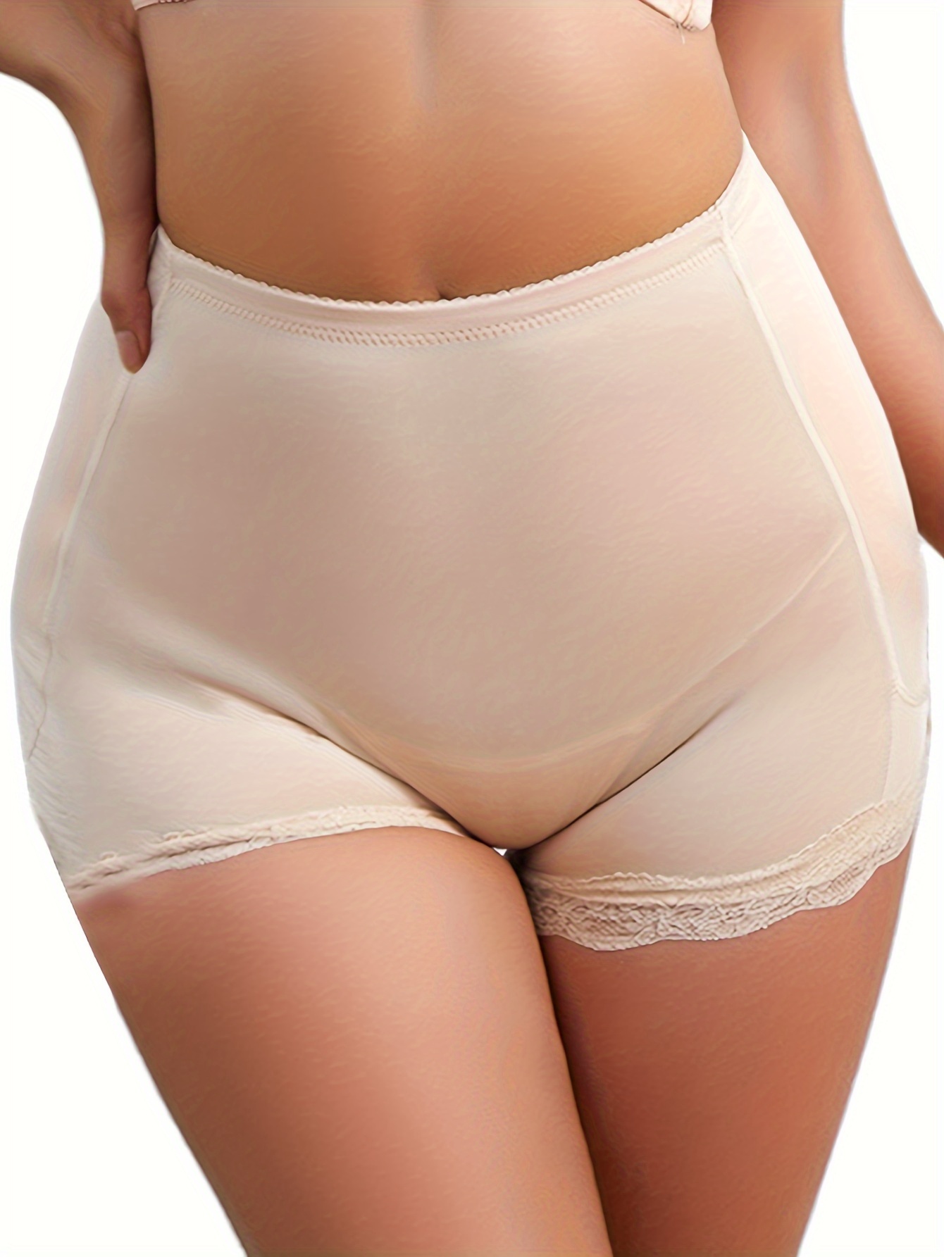 2 Pack Plus Size Sexy Panties Set, Women's Plus Closure Front Contrast Lace  Trim Butt Lifting Shorts Two Piece Set