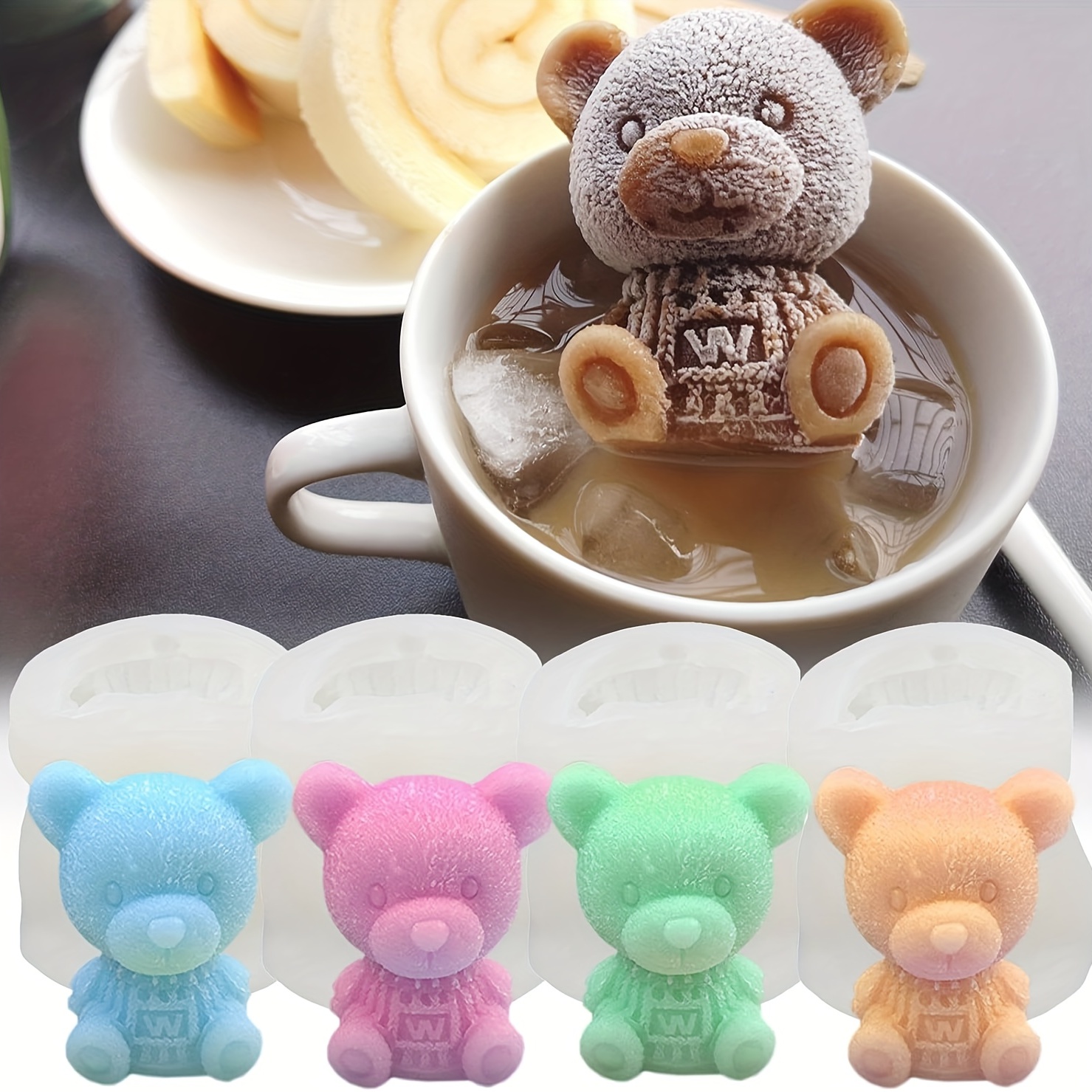 Ice Bear Coffee Silicone Mold Three dimensional Silicone - Temu