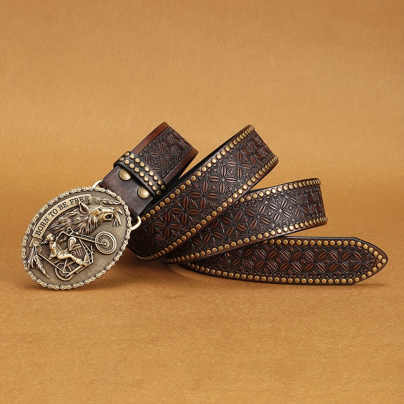 Oval buckle leather belt, Simons
