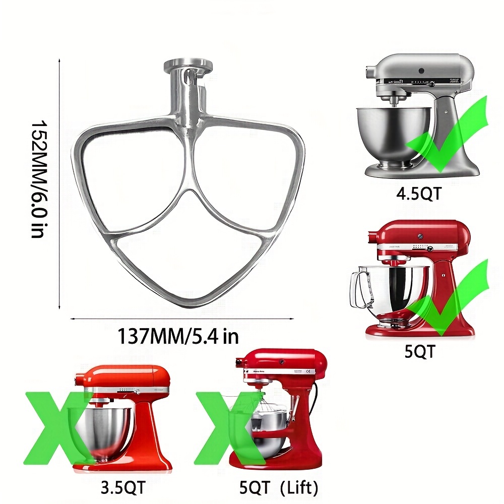 Kitchen Aid Stainless Steel Beaters, Stainless Steel Beaters For Kitchenaid  Stand Mixer, 4.5-5qt Tilt-head Paddle Attachment For Kitchenaid Mixer,  Polished Flat Beater For Kitchenaid-dishwasher - Temu