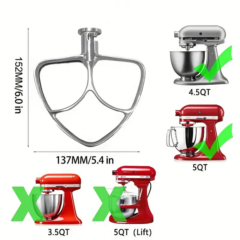 Kitchen Aid Stainless Steel Beaters, 1pc Stainless Steel Beaters For  Kitchenaid Stand Mixer, 4.5-5Qt Tilt-Head Paddle Attachment For Kitchenaid  Mixer