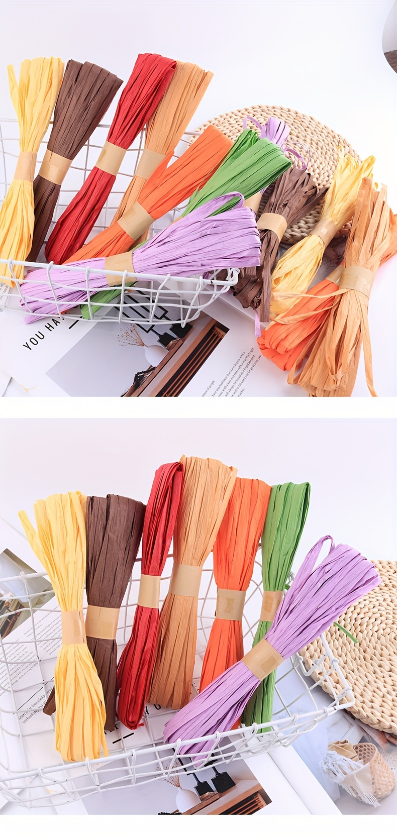 DIY handmade Christmas decoration colorful rope Multicolor raffia paper  rope Gift bouquet packaging Woven decorative rope - AliExpress