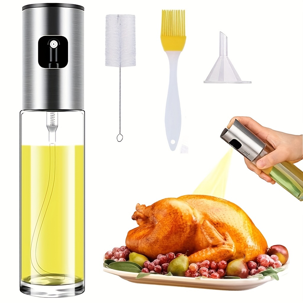 1 Set, Spruzzatore Di Olio Di Vetro Con Pennello Per Olio, Imbuto E Set Di  Pennelli Per La Pulizia, Nebulizzatore Per Olio D'oliva A Pressione Per