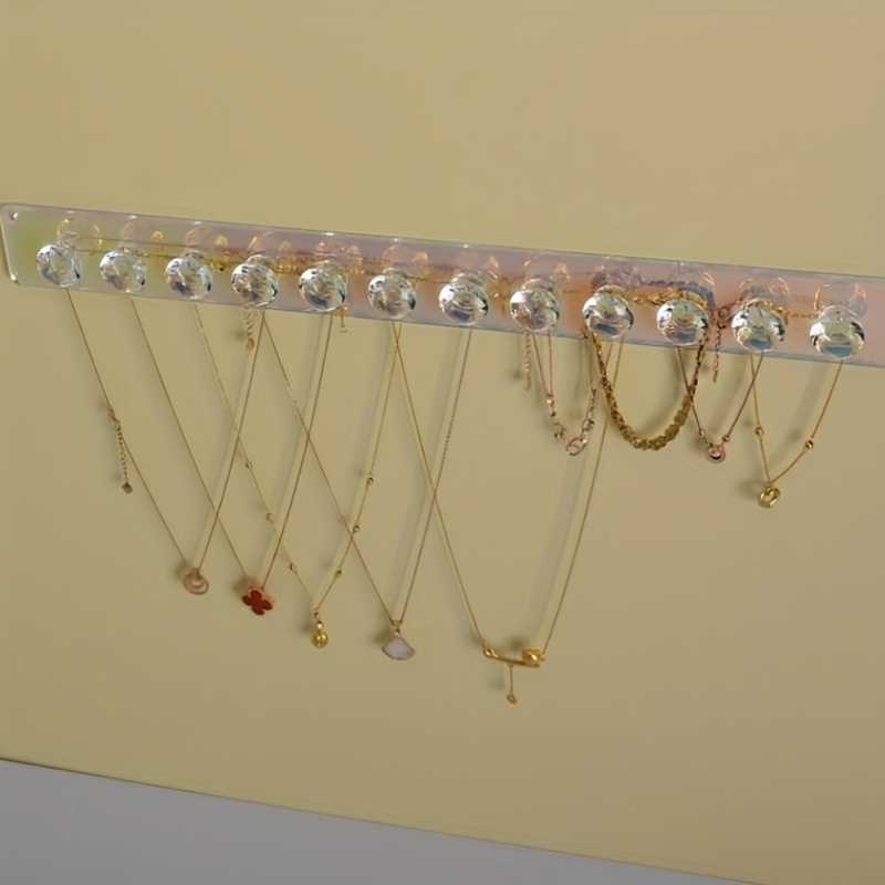 Comprar Estante de almacenamiento de joyería acrílico transparente, colgador  de collares y pendientes, soporte organizador de exhibición de joyería  montado en la pared para mujer