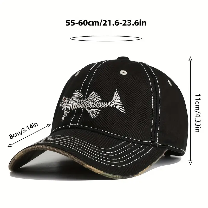 New Mens Firm Hat 3d Fishbone Embroidered Baseball Outdoor Mens
