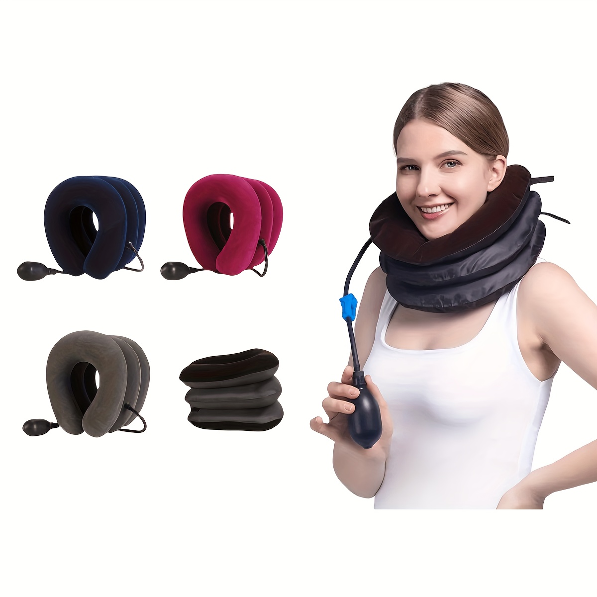 Cervical Neck Traction Device, Adjustable Neck Brace Fixation Spine For Neck  Pain Relief, Airbag Neck Support, Neck Stretcher Neck Care Recover Tool