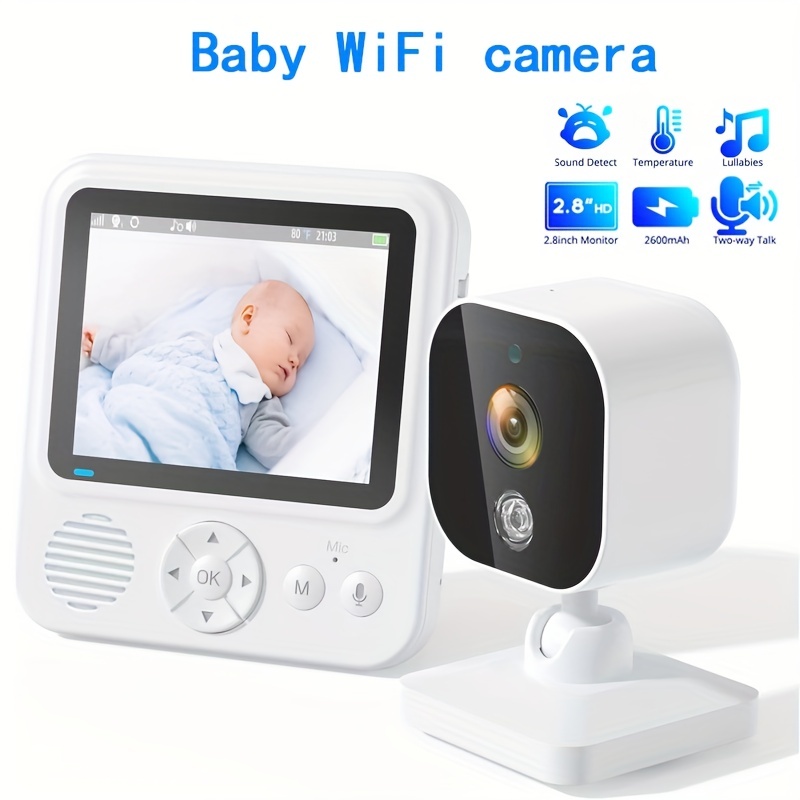 Monitor de bebé con cámara sin WiFi 720P 5 pulgadas pantalla HD visión  nocturna, batería de 22 horas, rango de 1000 pies, zoom 4X audio de 2 vías  +