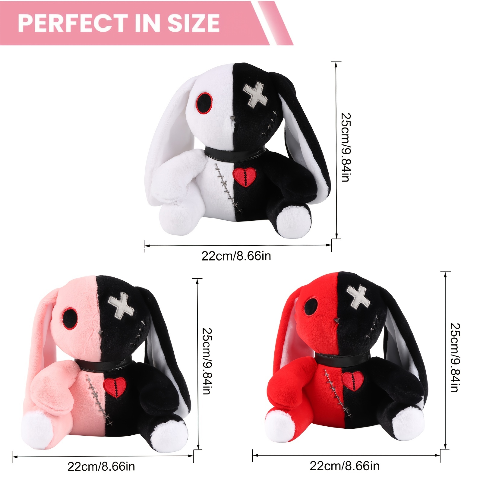 Crazy Rabbit Plush Soft Huggable Lovely Bunny Plushie Creepy Goth