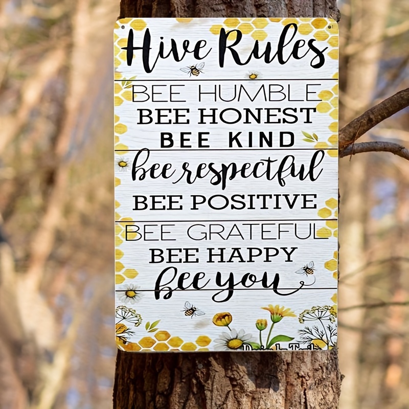 Metal Tin Sign, Bee Hive Rules Sign, For Home Honey Bee Decoration, Hive  Rules Sign Kitchen Outdoor Classroom Wall Decor, - Temu