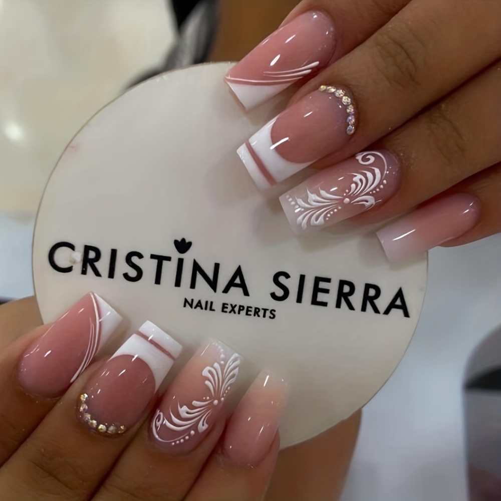 Rhinestone Press On Nails Medium Length Set