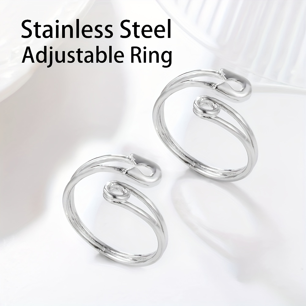 Stainless Steel Adjustable Pin-shaped Ring for Daily Outfits
