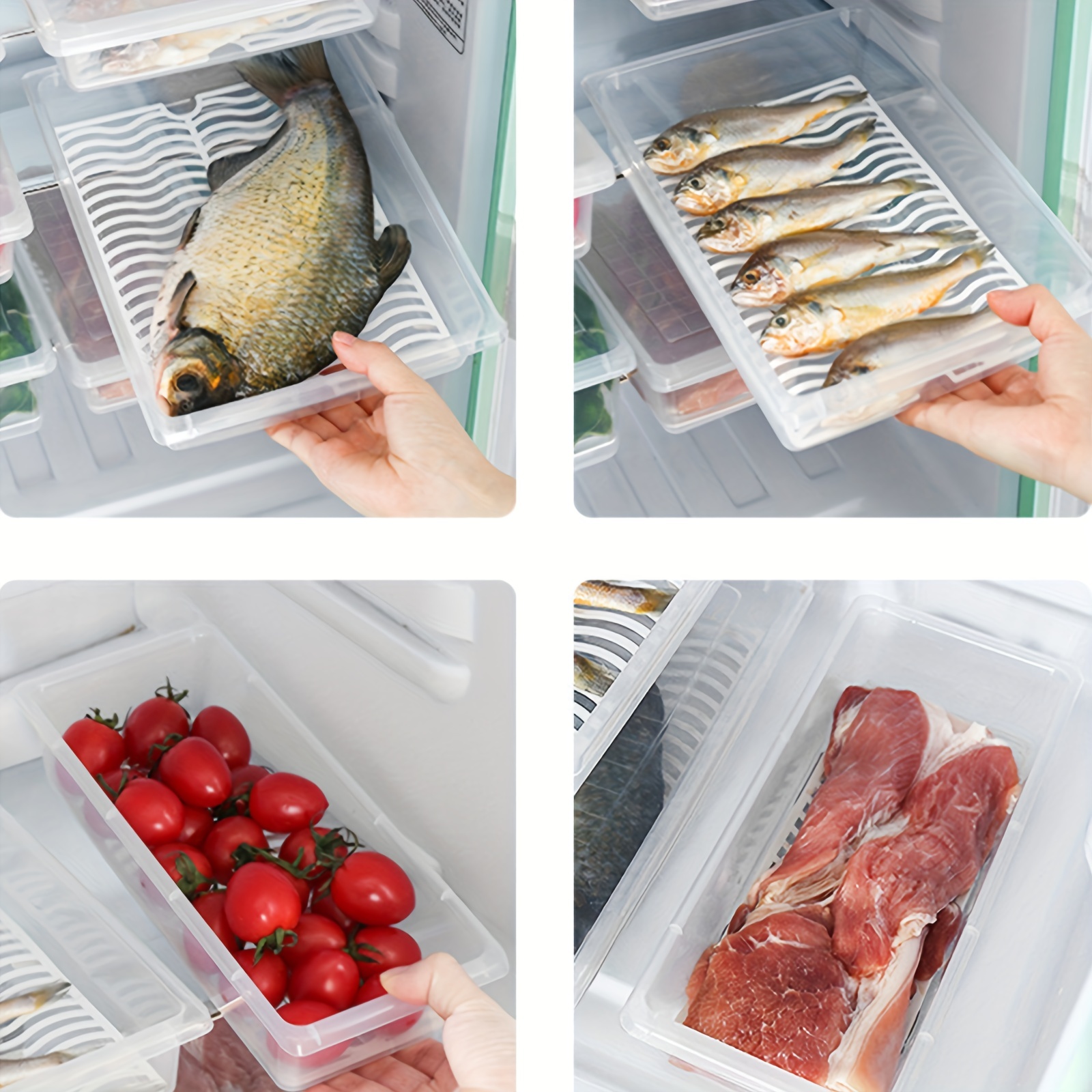 Food Storage Container with Removable Drain Plate and Lid Fridge