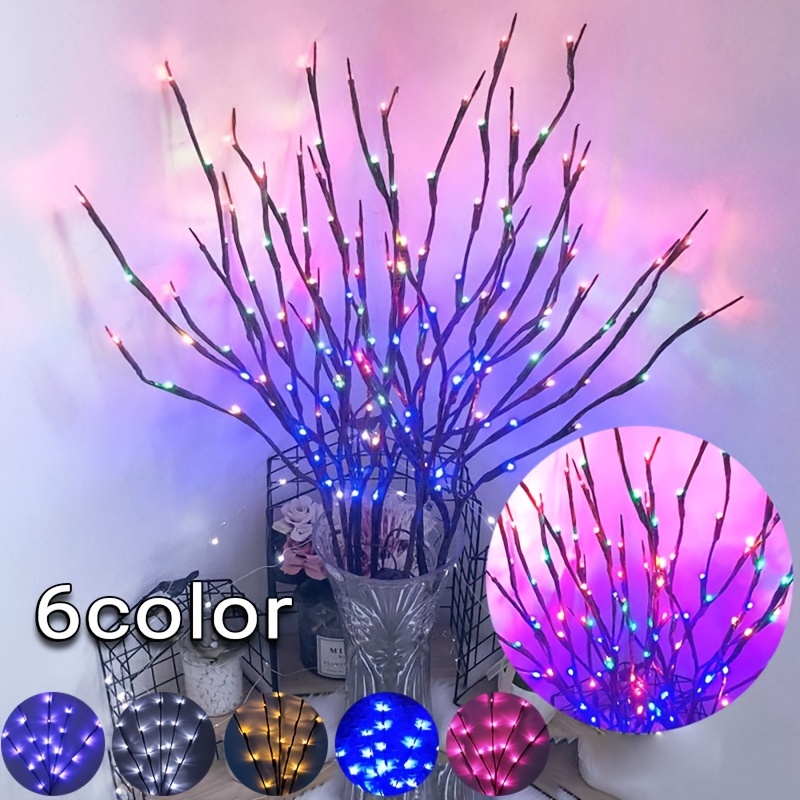 LED Lumineuses Branches éclairées 3 pièces avec 60 LEDs Décorations de Noël  lampe pour la maison de vacances fête Marron 70cm