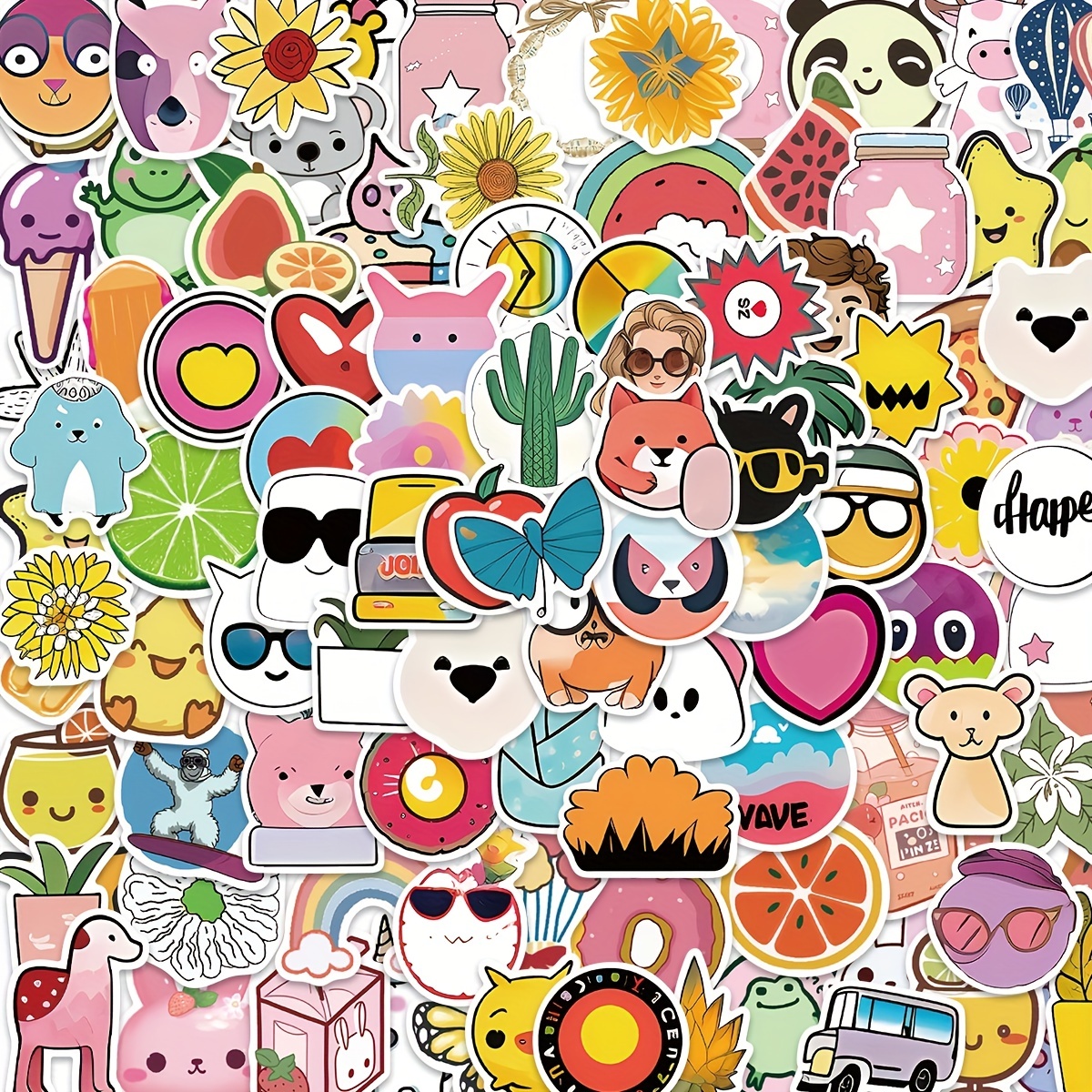 100 Pcs Cute Stickers, Laptop and Water Bottle Decal Sticker Pack for  Teens, Girls, Women Vinyl Stickers Waterproof 
