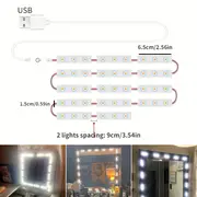 1 set usb powered 5v dimmable led module lights 42led touch sensing switch cold white strip lights light up your room bright makeup table and bathroom mirror make makeup more relaxed and beautiful details 1