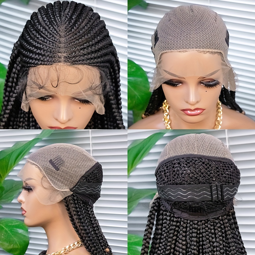 Short Bob Twist Braided Wigs Bead Decor Women Synthetic Lace - Temu Canada