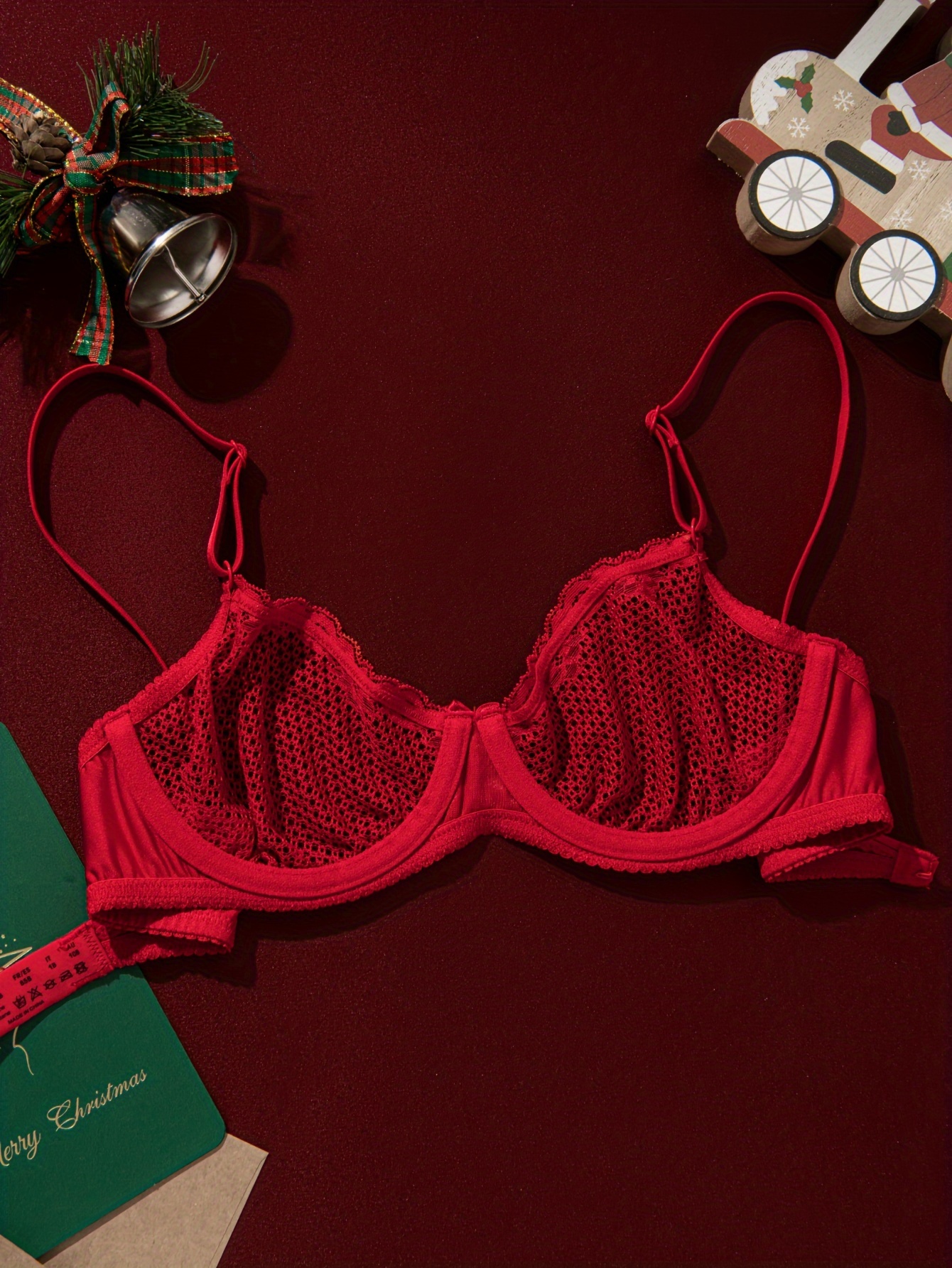 US Womens Sheer Lace Shelf Bra Tops 1/4 Cups Bralette Push Up Underwear  Lingerie