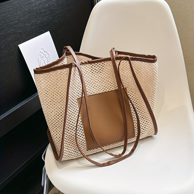 Bohemian Brown Straw Bag Bohemian Beach Bag Boho Summer Bag 