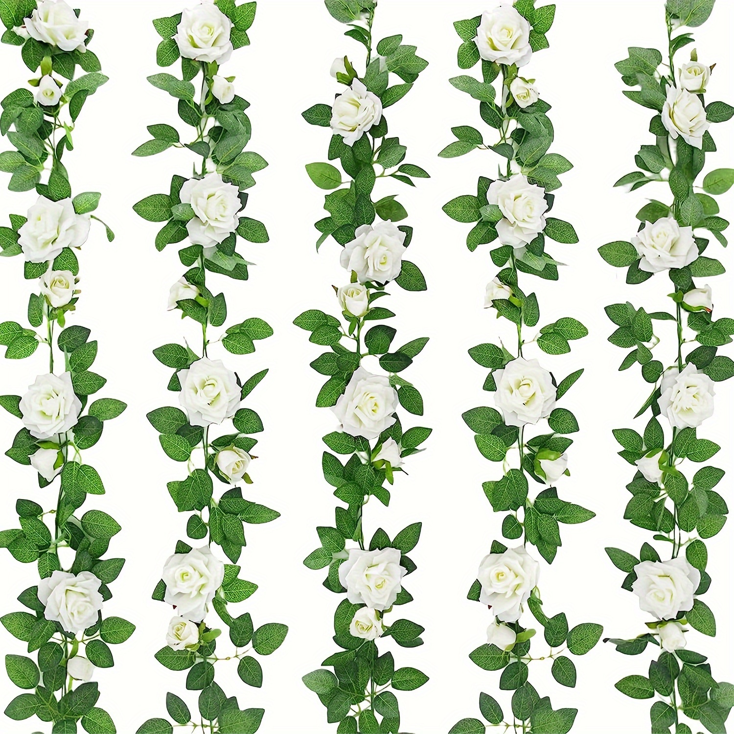 

1pc 6.5ft White Flower Rose Garland Fake Vines Faux Artificial Floral Garland Hanging Rose Ivy For Wedding Arch Garden Ceremony Background Valentine's Day Outdoor Wall Decor Spring Summer Home Decor