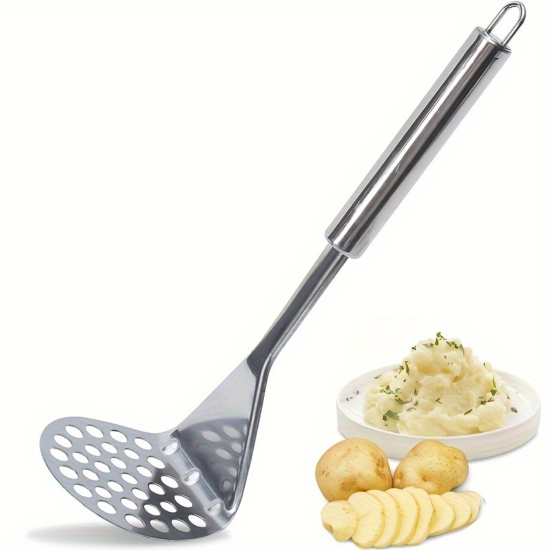 Stainless Steel Potato Masher, Kitchen Tool, Food Masher, Potato Smasher  with Silicone Handle, Perfect for Bean, Vegetable, Fruits, Avocado, Meat  (Red) 