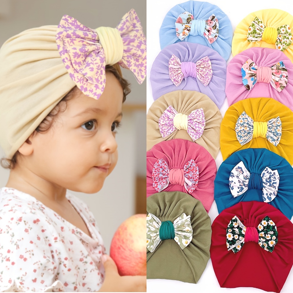 3 piezas de turbante con nudo de lazo para bebé y niñas pequeñas