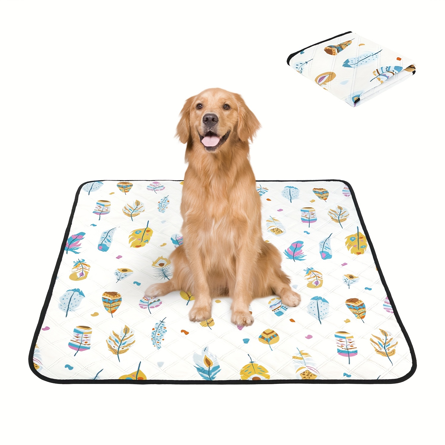 Graphic Pattern Washable Dog Urine Pad Water Absorbent Leak - Temu