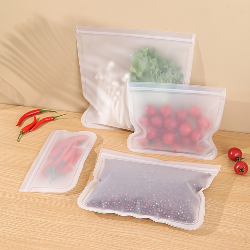 Reusable Food Storage Bags, Silicone Freezer Bags, Leakproof Freezer Bpa  Free Stand Up Reusable Food Organizer Bags, Airtight Plastic Bags For Meat  Fruit Vegetables, Kitchen Accessories - Temu
