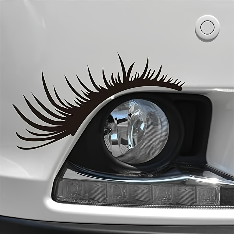 Car Car Light Eye Lashes Car Stickers Cute False Eyelashes - Temu