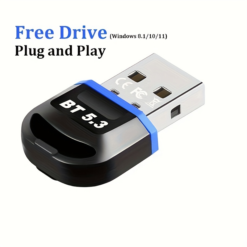 Bluetooth Adapter for PC 5.3 USB Bluetooth Dongle 5.3 EDR Adapter for  Laptop Keyboard Mouse Headsets Speakers Long Range Bluetooth Supports  Windows 11/10/8.1(Plug and Play) 