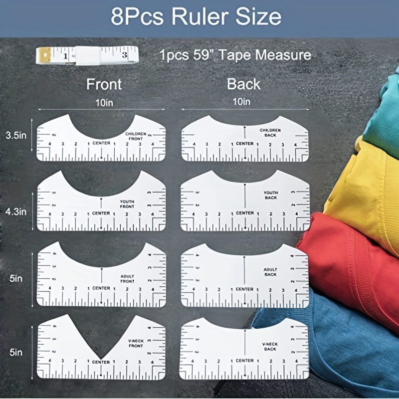 Tshirt Ruler Guide for Vinyl Alignment - 4PCS of T Shirt Rulers to Center  Designs for Heat Press 