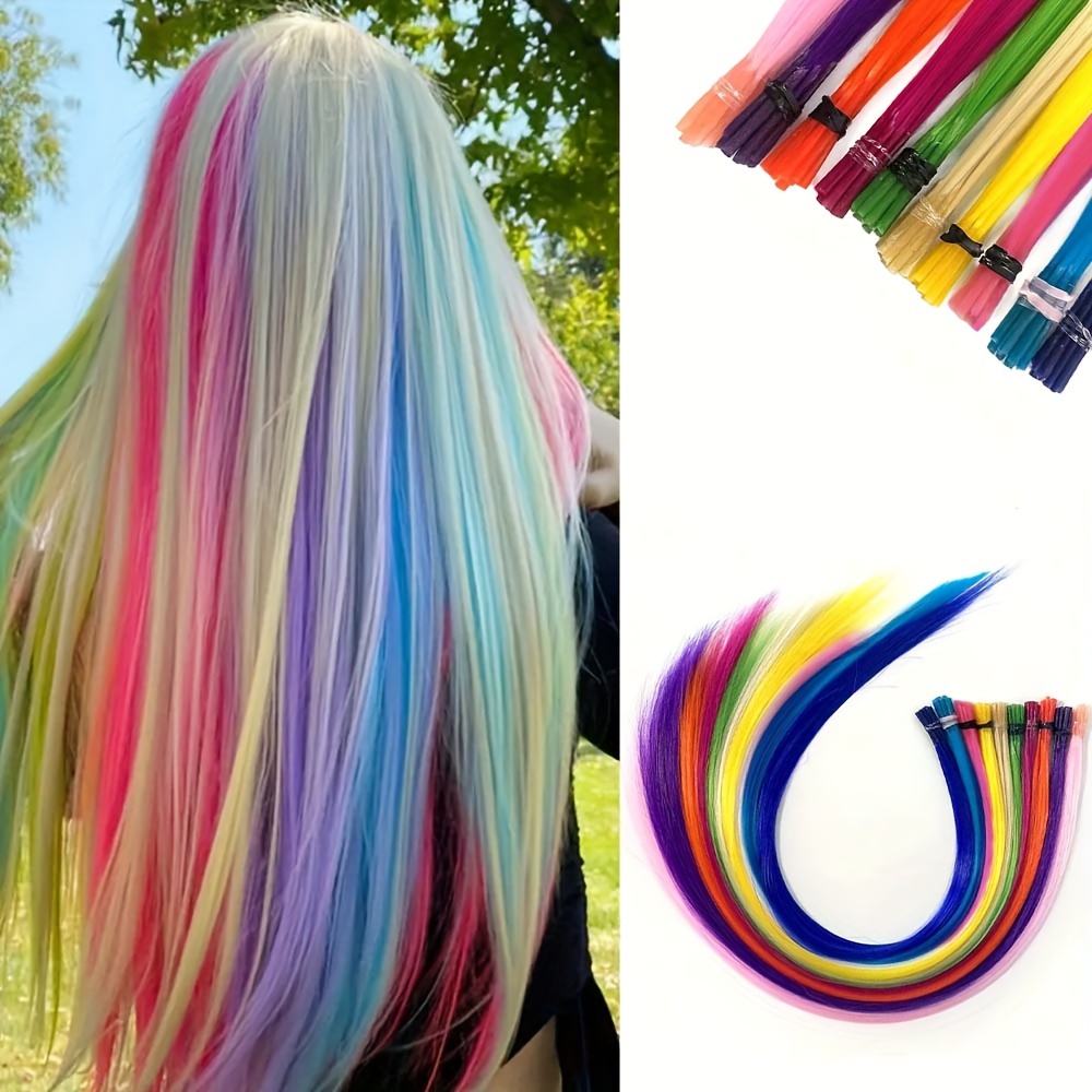 Luminous Hair Extension Kit with Tools Glow in The Dark Glitter Hair Tinsel for Girls Neon UV Reactive Synthetic Hair Accessories for Christmas