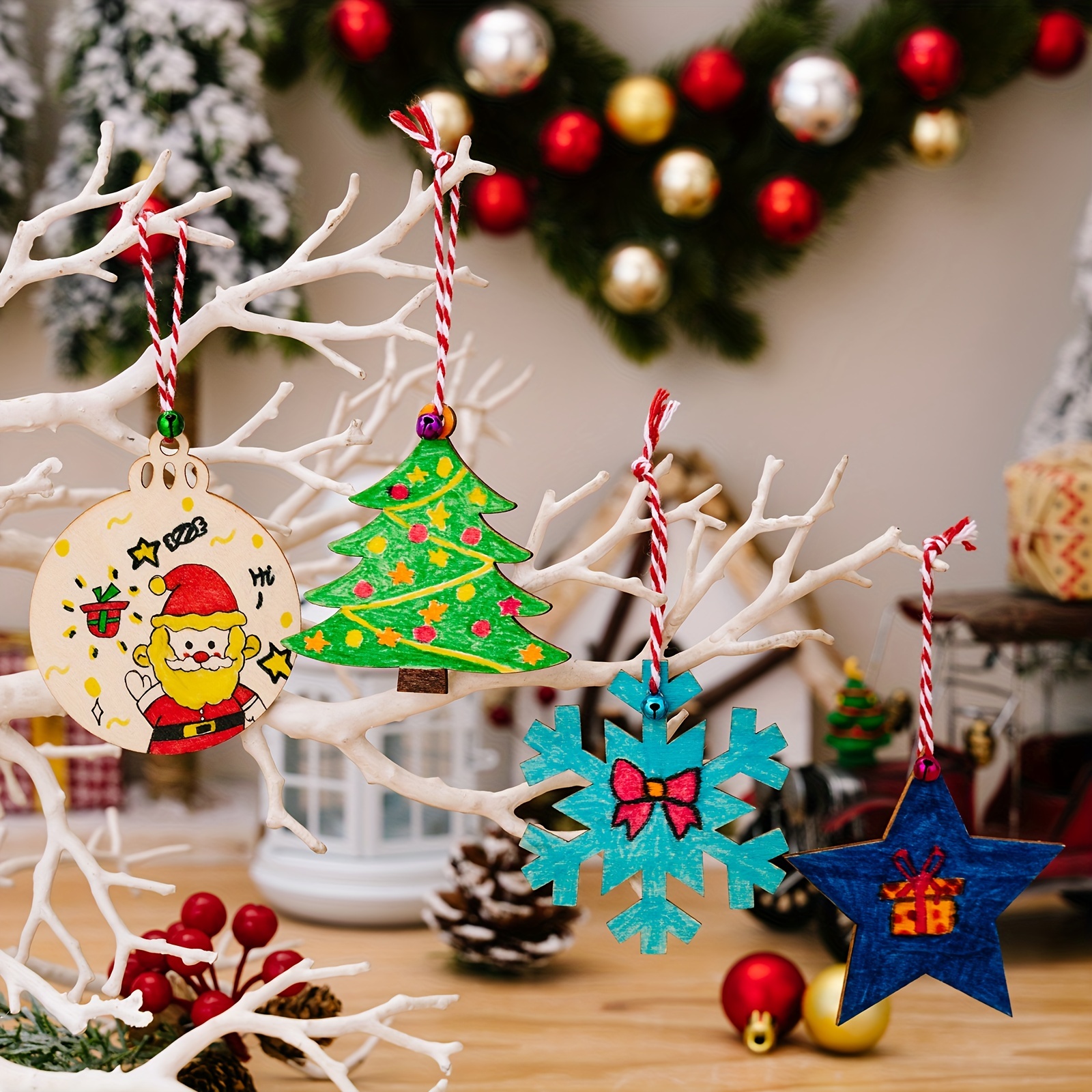 Wood : Diy Wooden Christmas Ornaments For Crafts - Temu