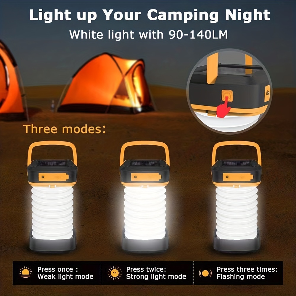 KIZEN Solar Lantern - Collapsible LED Camping Lantern - Rechargeable Solar  - USB Portable Lamp and Phone Charger for Emergency, Power Outage