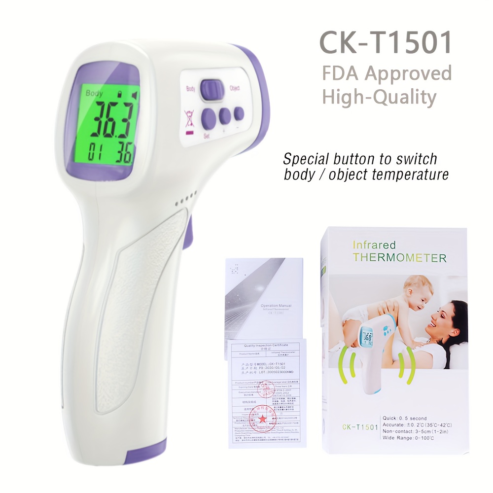 Fever Thermometer Contactless Infrared Thermometer For Baby Adults,  Forehead Body Object Digital Forehead Thermometer Fever Thermometer Inside  Outside