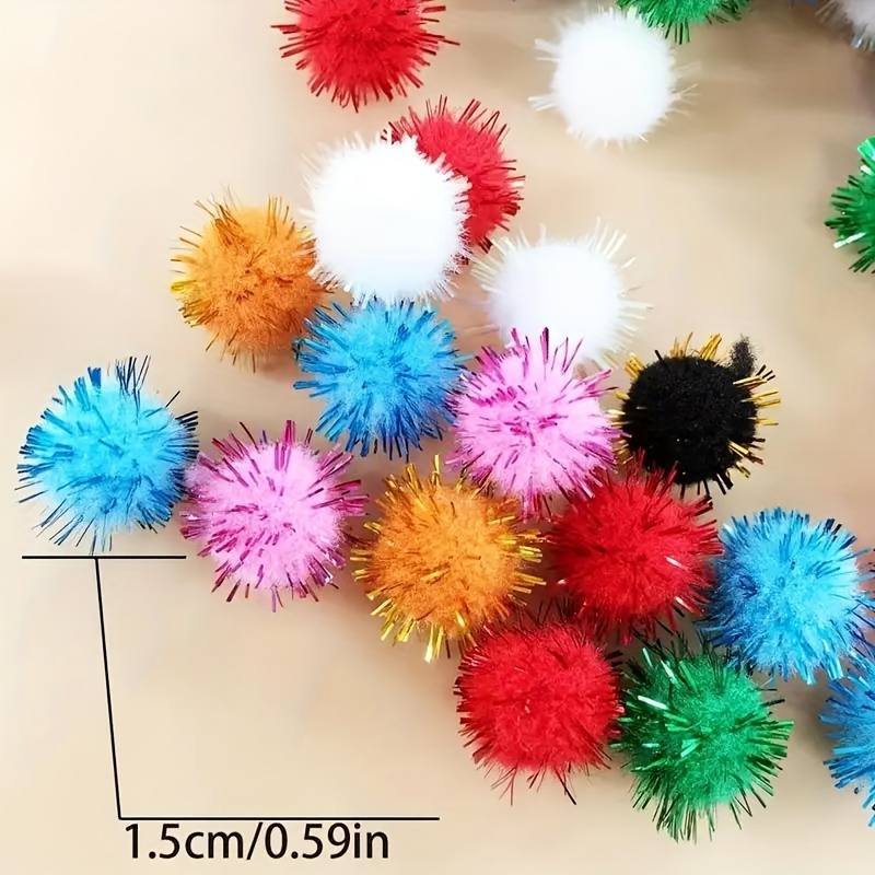 500pcs Glitter Pompoms 10mm Mixed Soft Pom Poms Balls Sewing Fabric Pompom  Craft