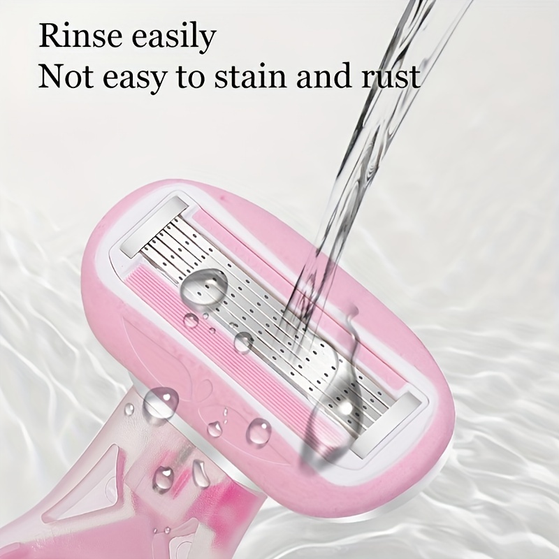 5-Layer Pink Drop Shaped Women's Shaving Razor with Storage Box