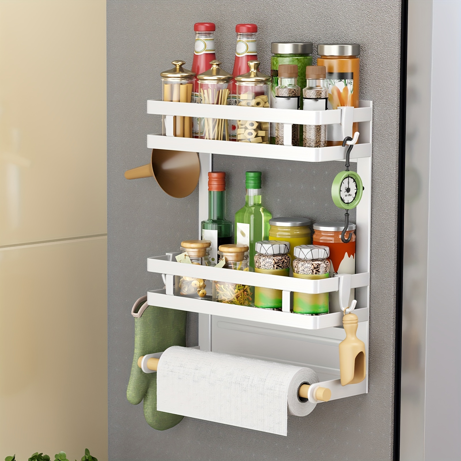 Magnetic Paper Towel Roll Holder Wall Mount Kitchen Work Household Refrigerator