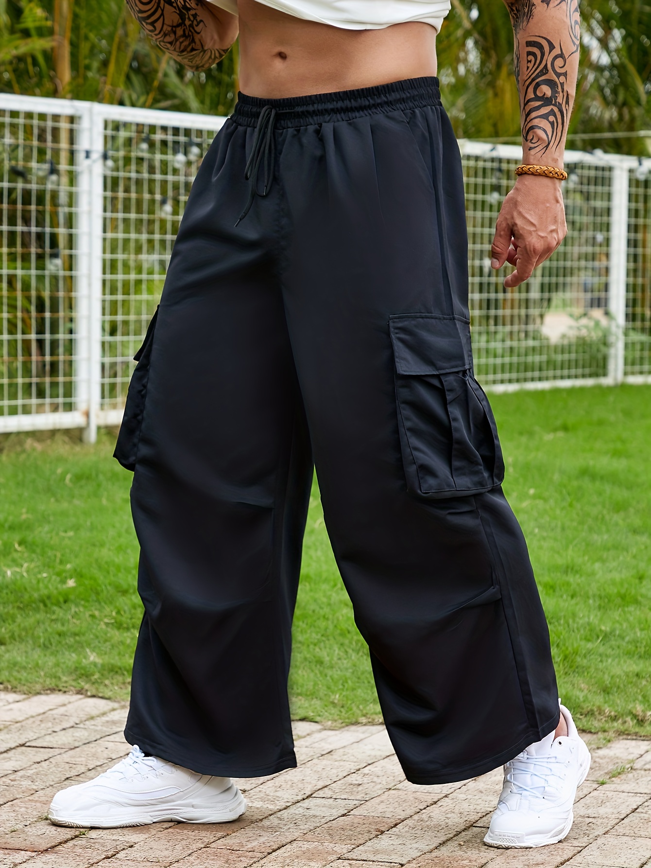 Hip Hop Boy Multi-pocket Elastic Waist Design Harem Pant Men