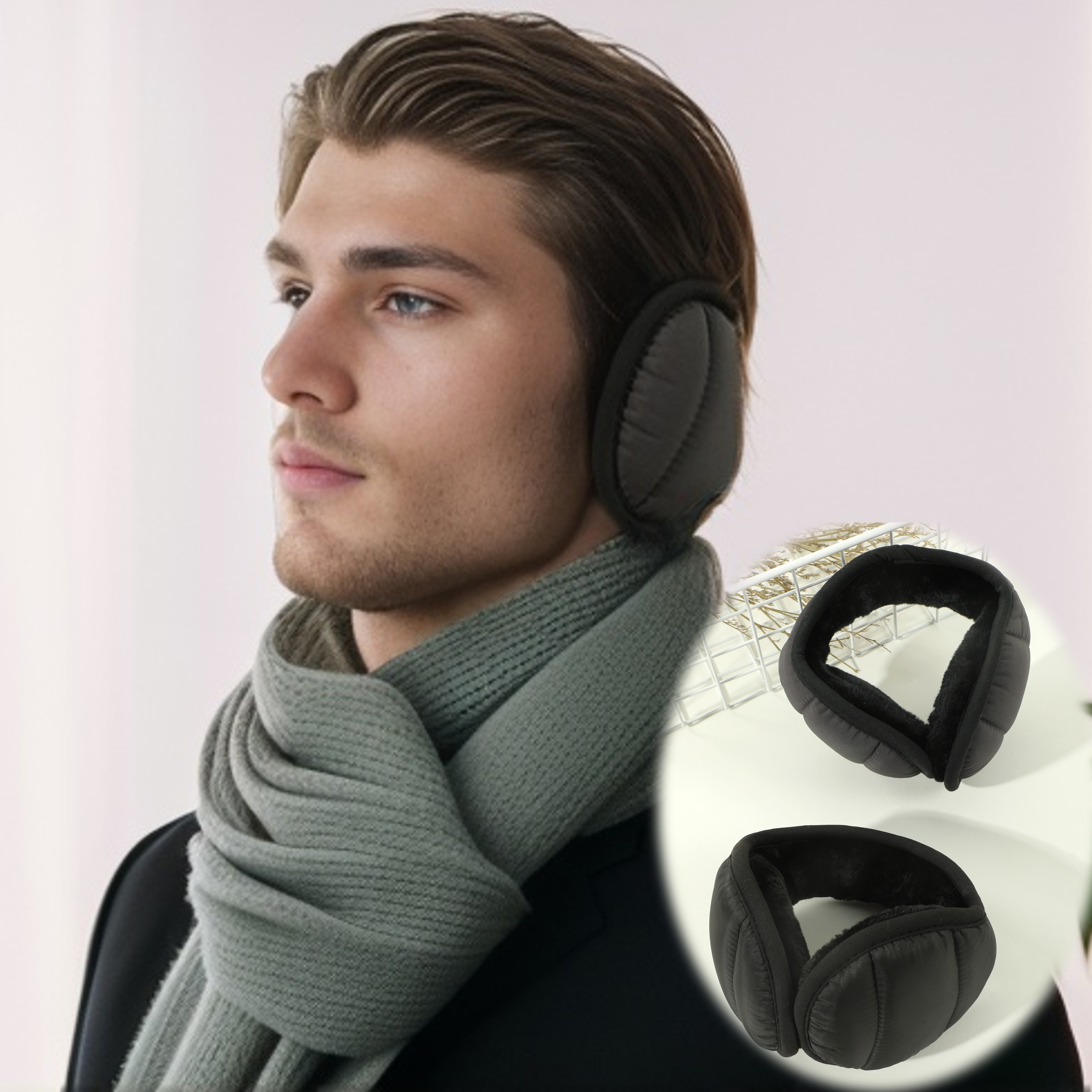 1PC Calentador de orejas cálido para hombres, orejeras engrosadas a prueba  de viento para otoño e invierno, protección para los oídos, adecuado para