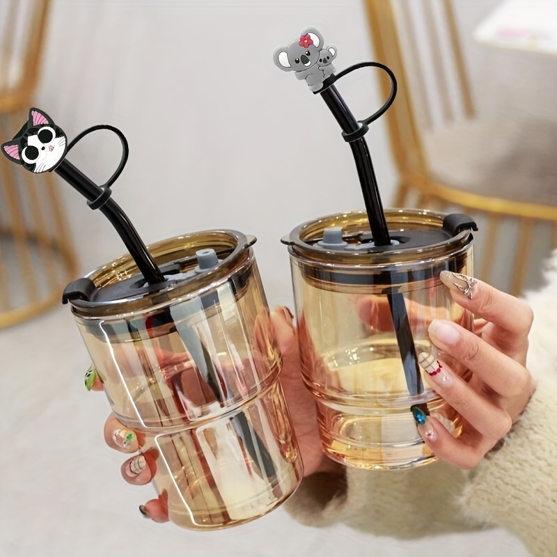 Cute Kawaii Animals Reusable Drinking Straw Plugs Protective - Temu